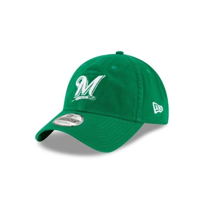 Green Milwaukee Brewers Hat - New Era MLB Core Classic 9TWENTY Adjustable Caps USA8904375